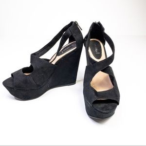 Bershka Wedges Black Sandal Platform